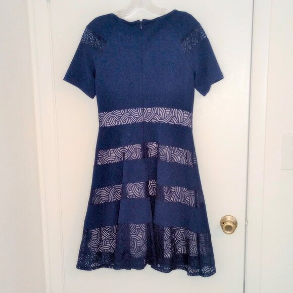 Jax Dresses & Skirts - Jax Navy A-Line Lace Inset Dress